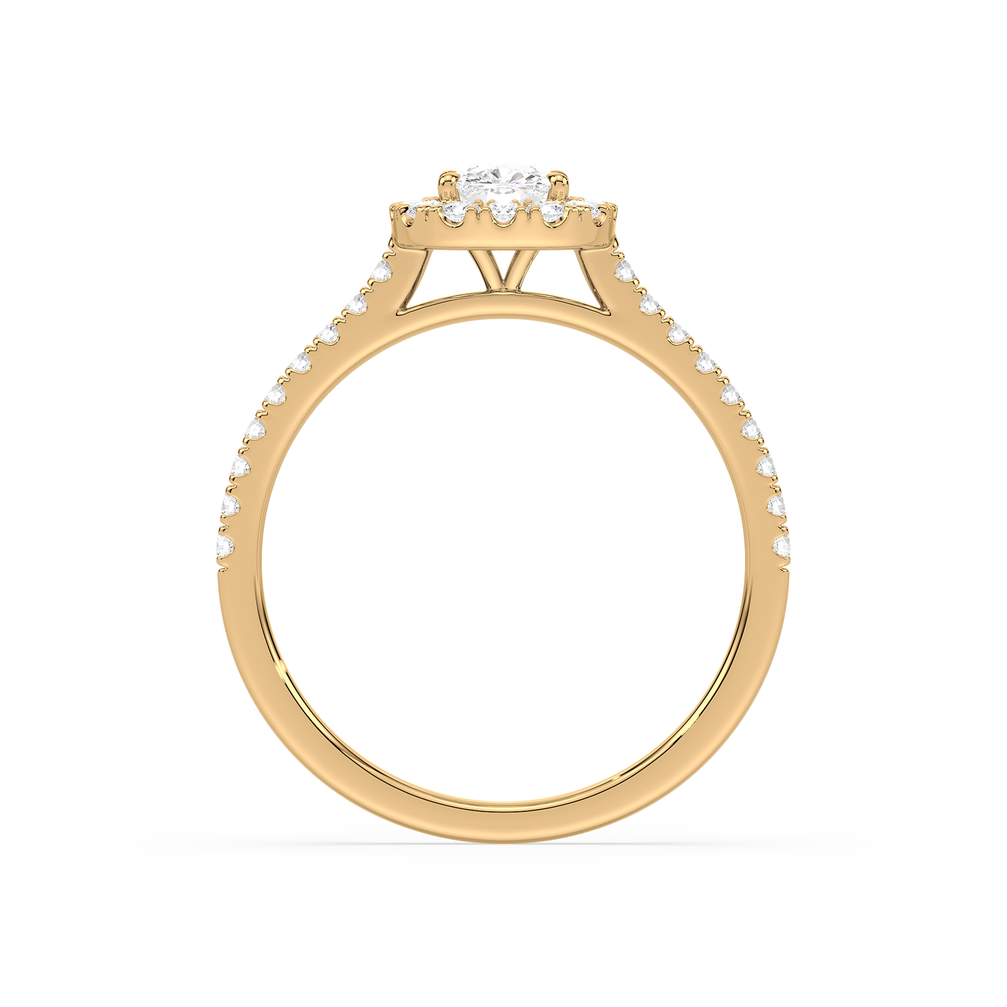 Accented Cushion Solitaire Halo Ring