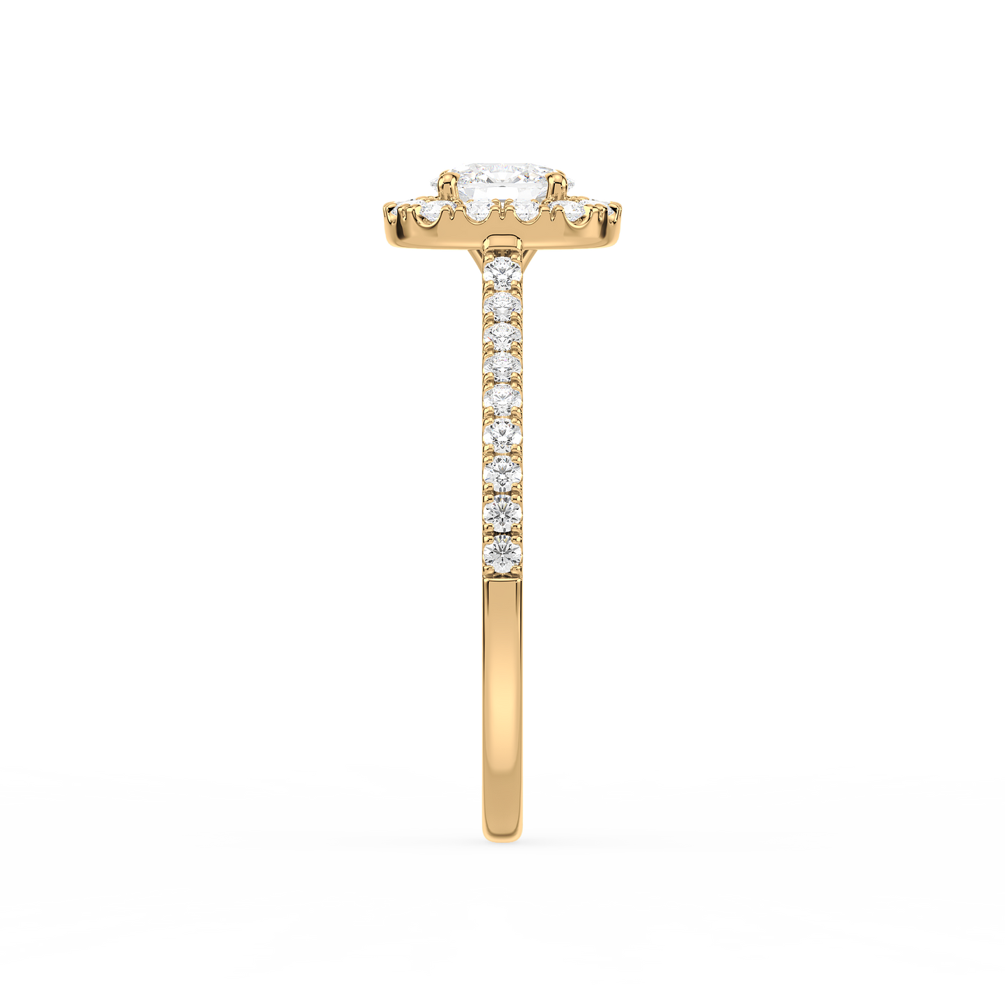 Accented Cushion Solitaire Halo Ring