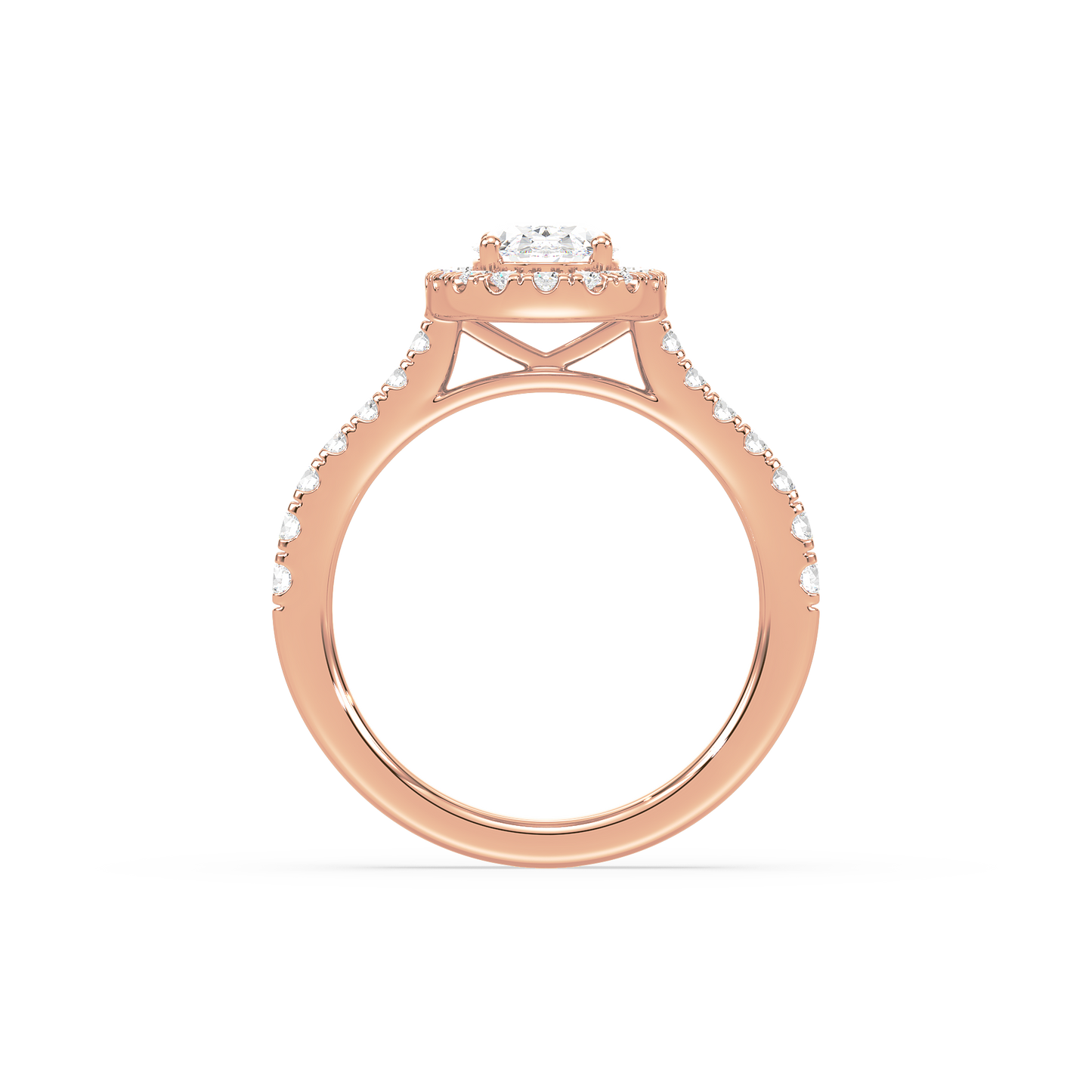 Accented Oval Solitaire Halo Ring
