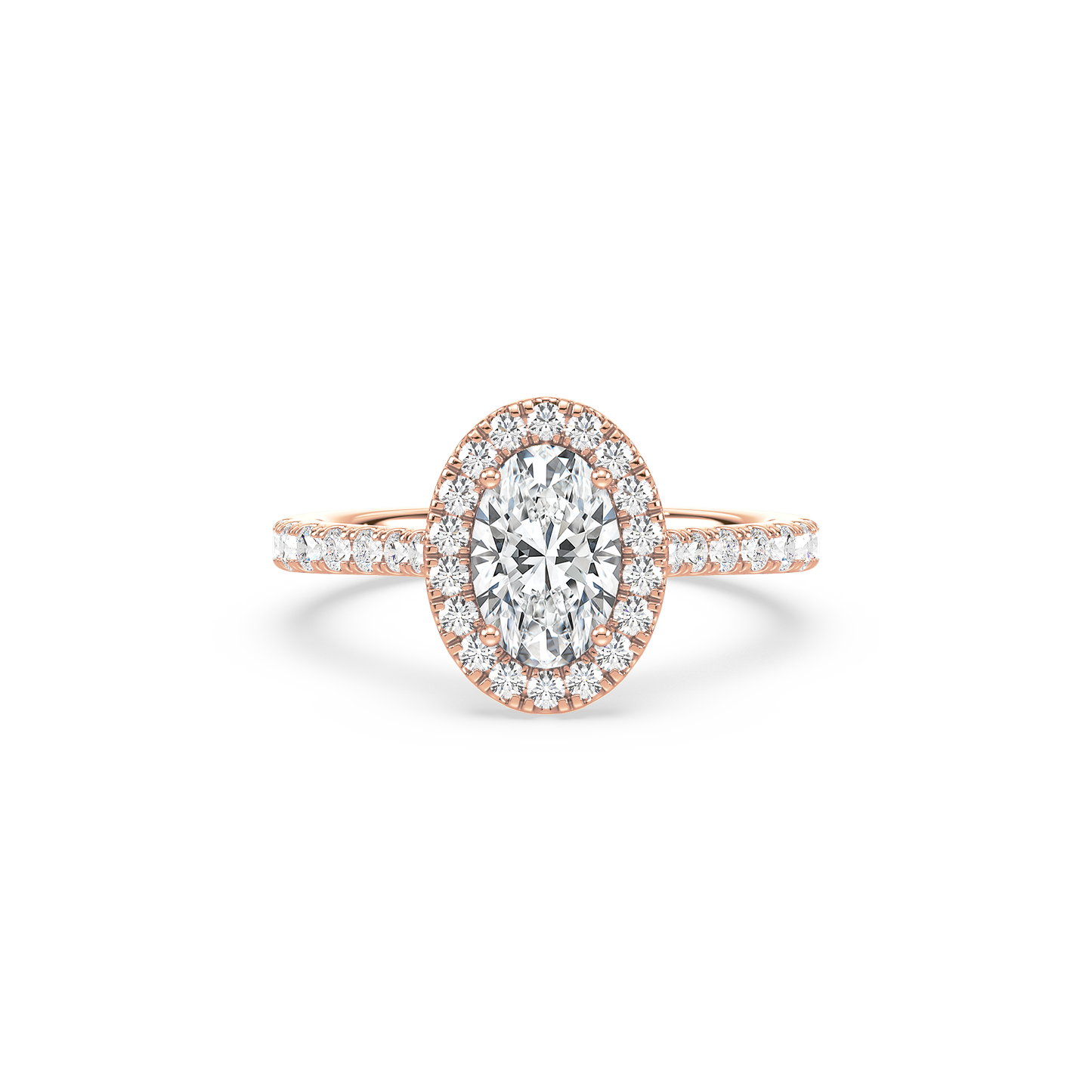 Accented Oval Solitaire Halo Ring