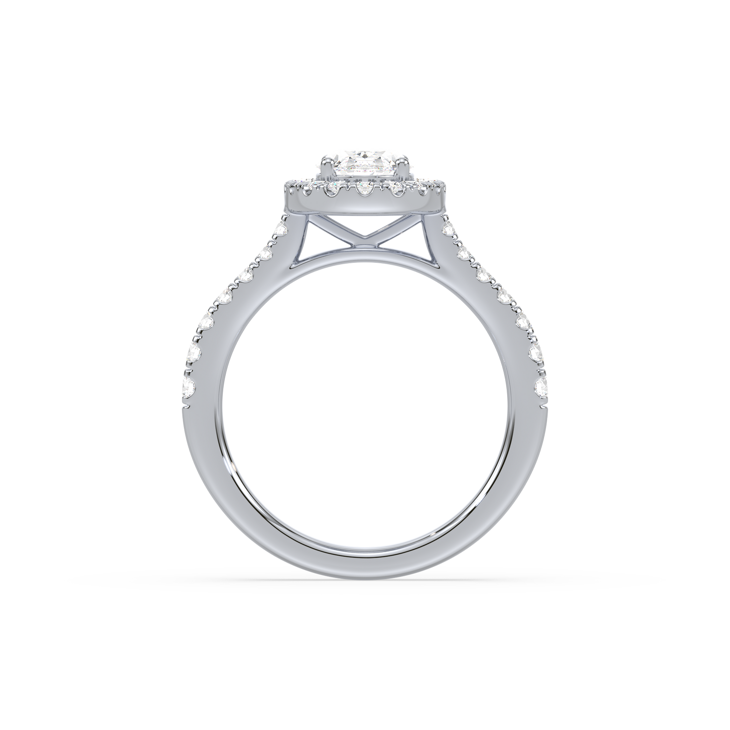 Accented Oval Solitaire Halo Ring