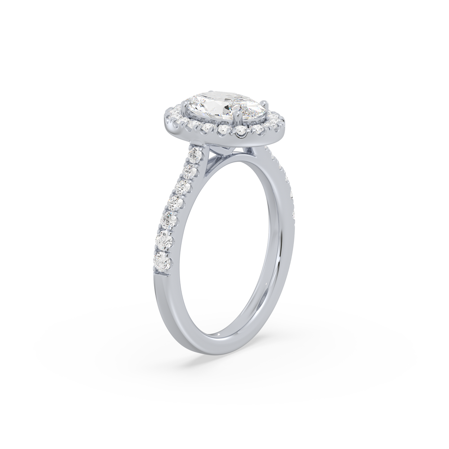 Accented Oval Solitaire Halo Ring