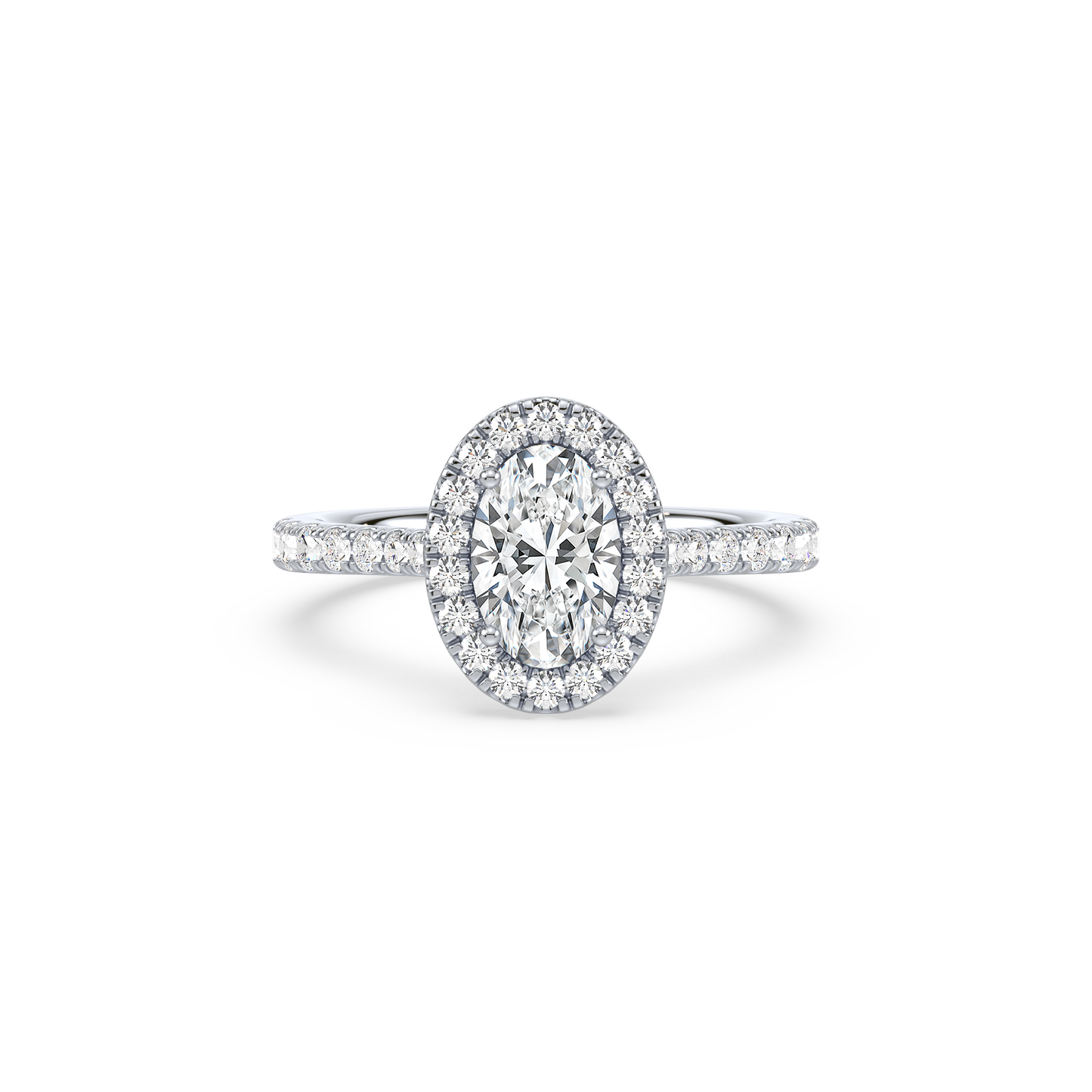 Accented Oval Solitaire Halo Ring