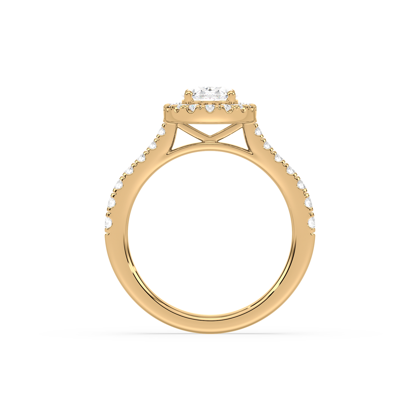Accented Oval Solitaire Halo Ring