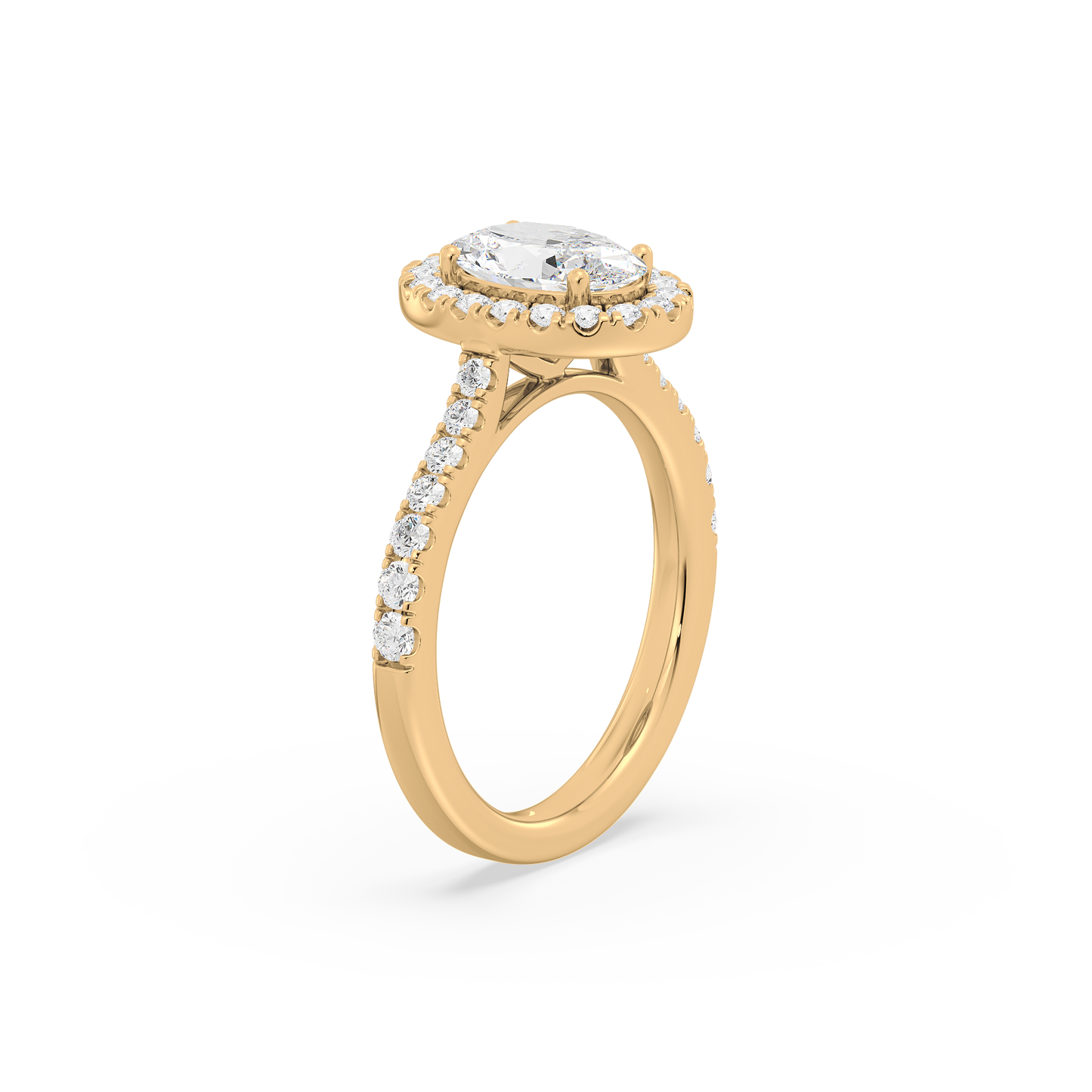 Accented Oval Solitaire Halo Ring