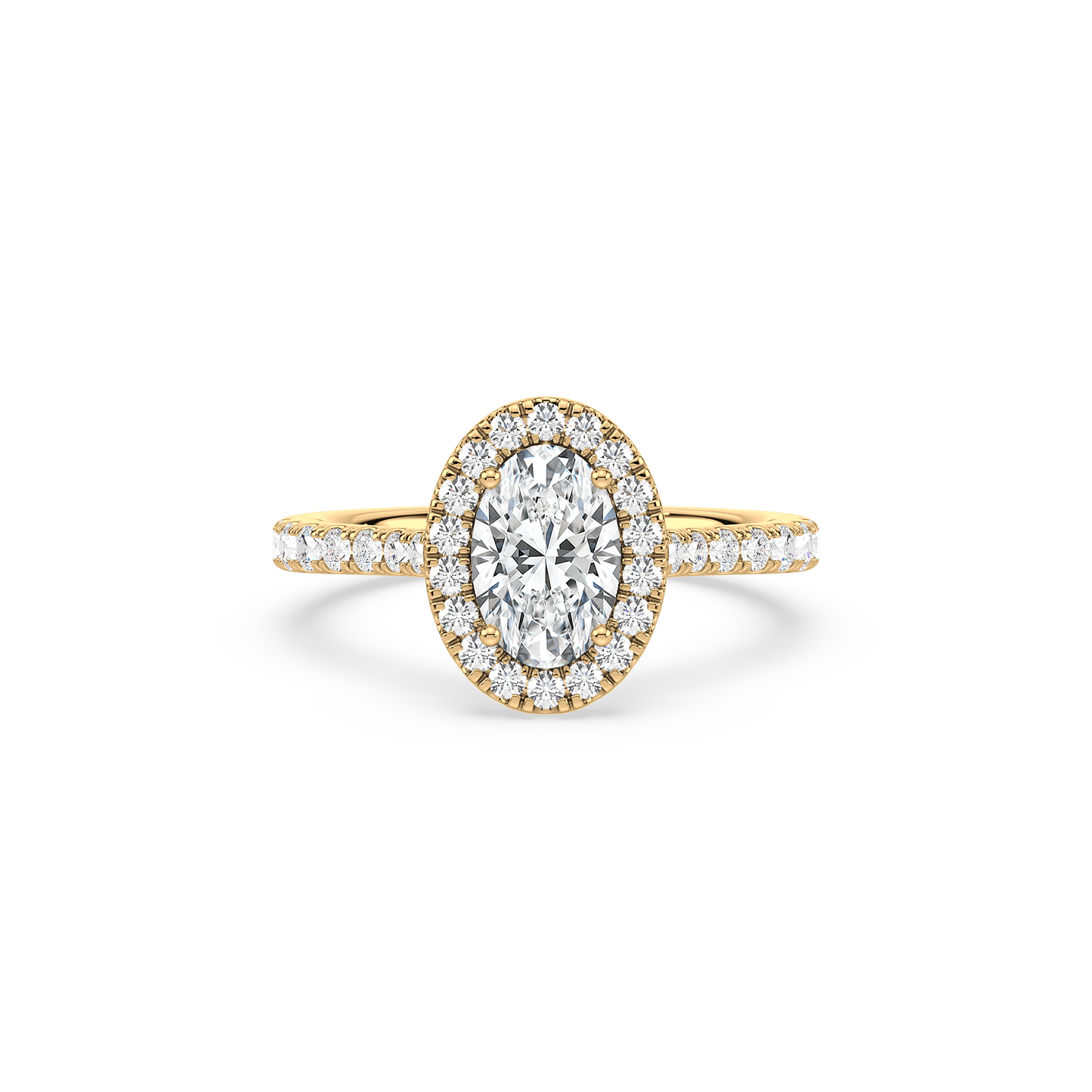 Accented Oval Solitaire Halo Ring