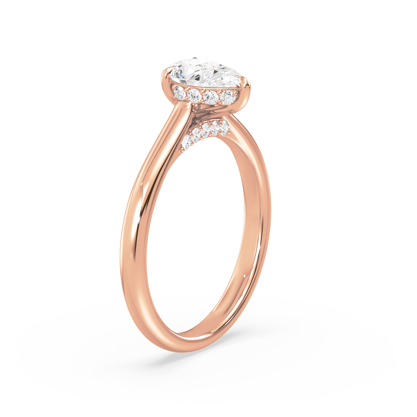 Under Accentuated Pear Solitaire Ring