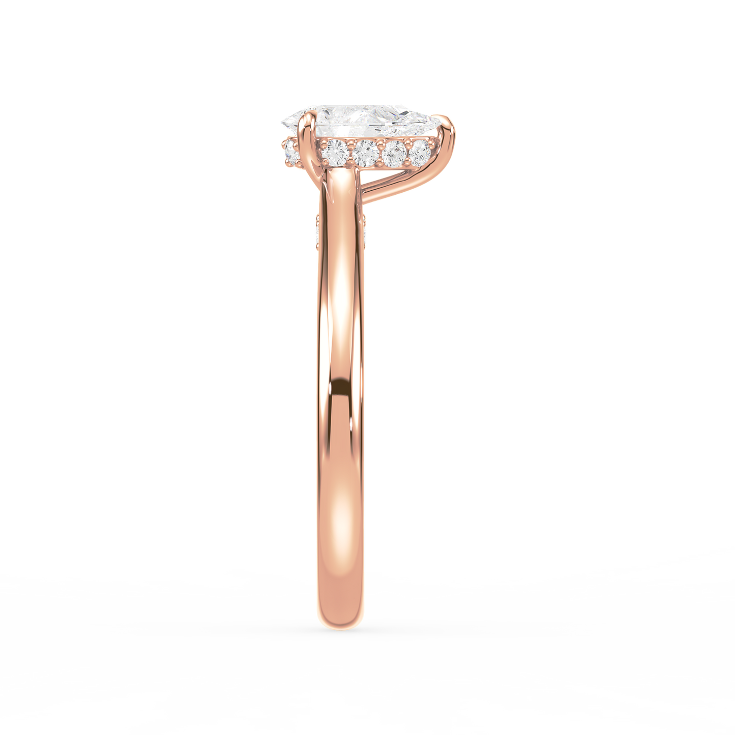 Under Accentuated Pear Solitaire Ring