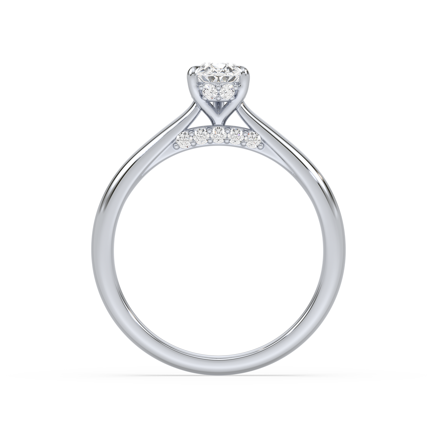Under Accentuated Pear Solitaire Ring