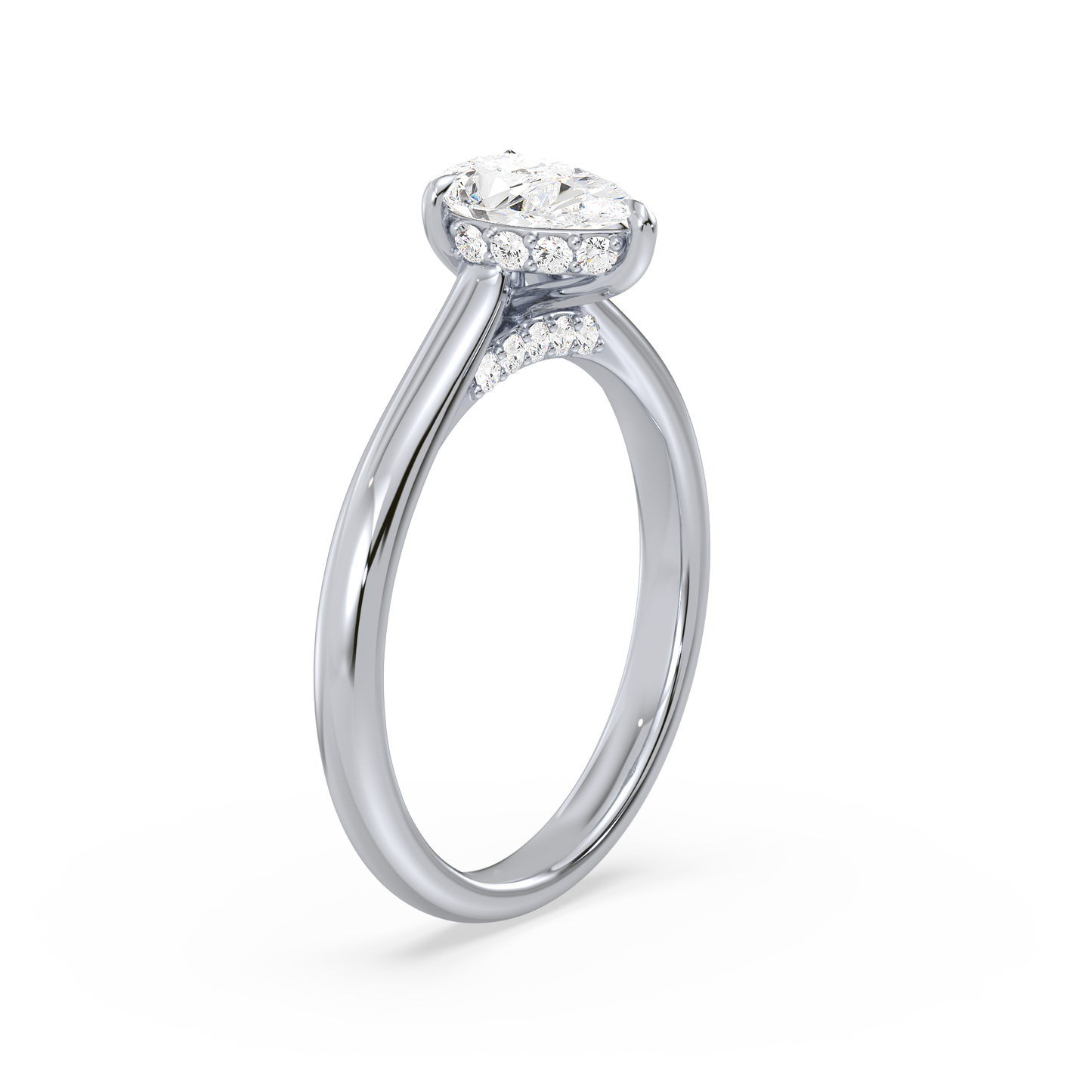 Under Accentuated Pear Solitaire Ring
