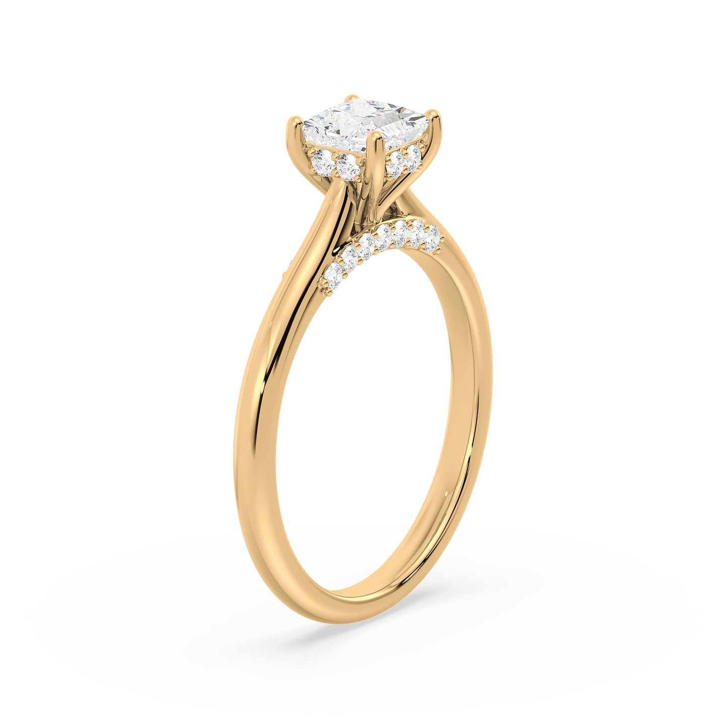 Under Accentuated Princess Solitaire Ring
