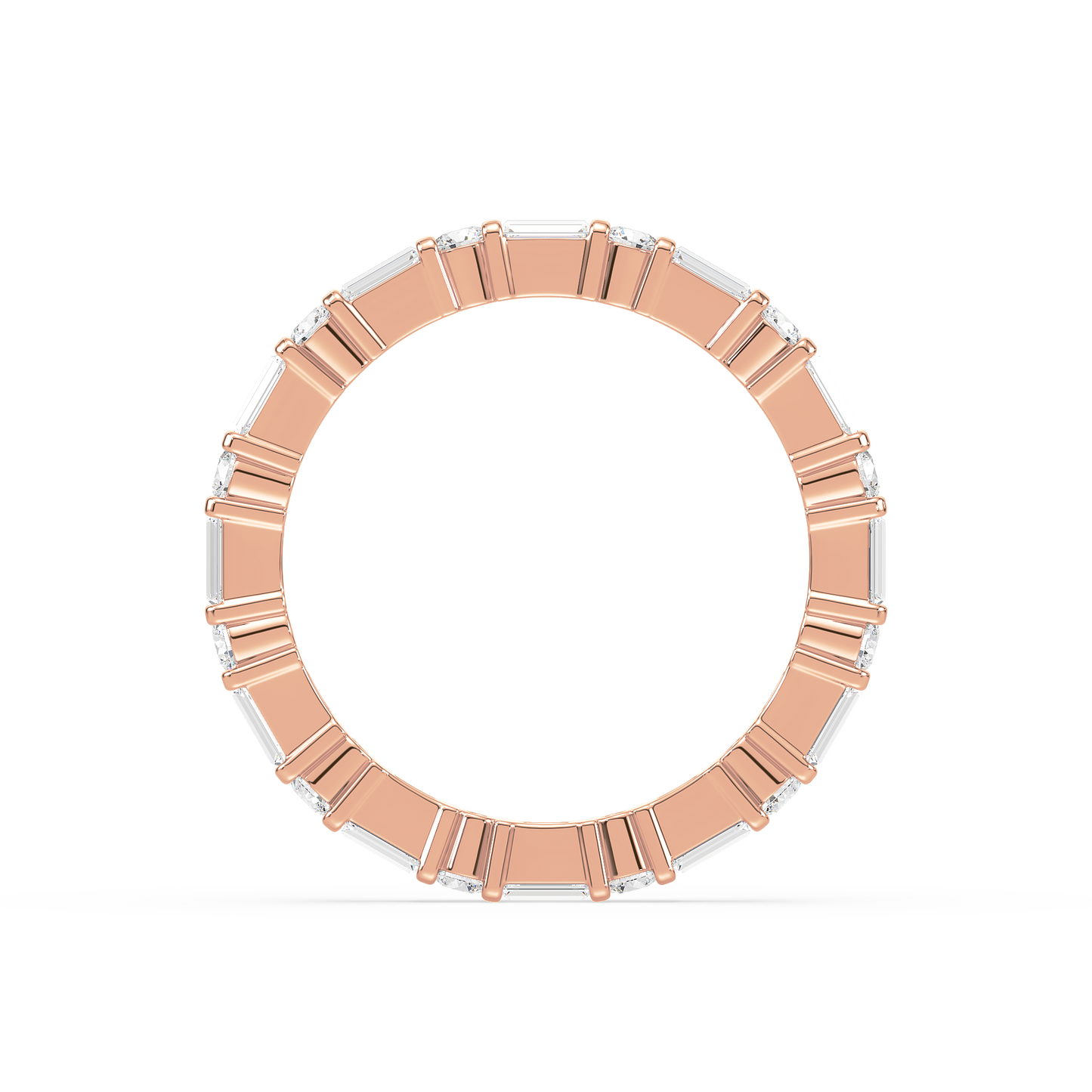 Baguette Round Bar Set Eternity Ring
