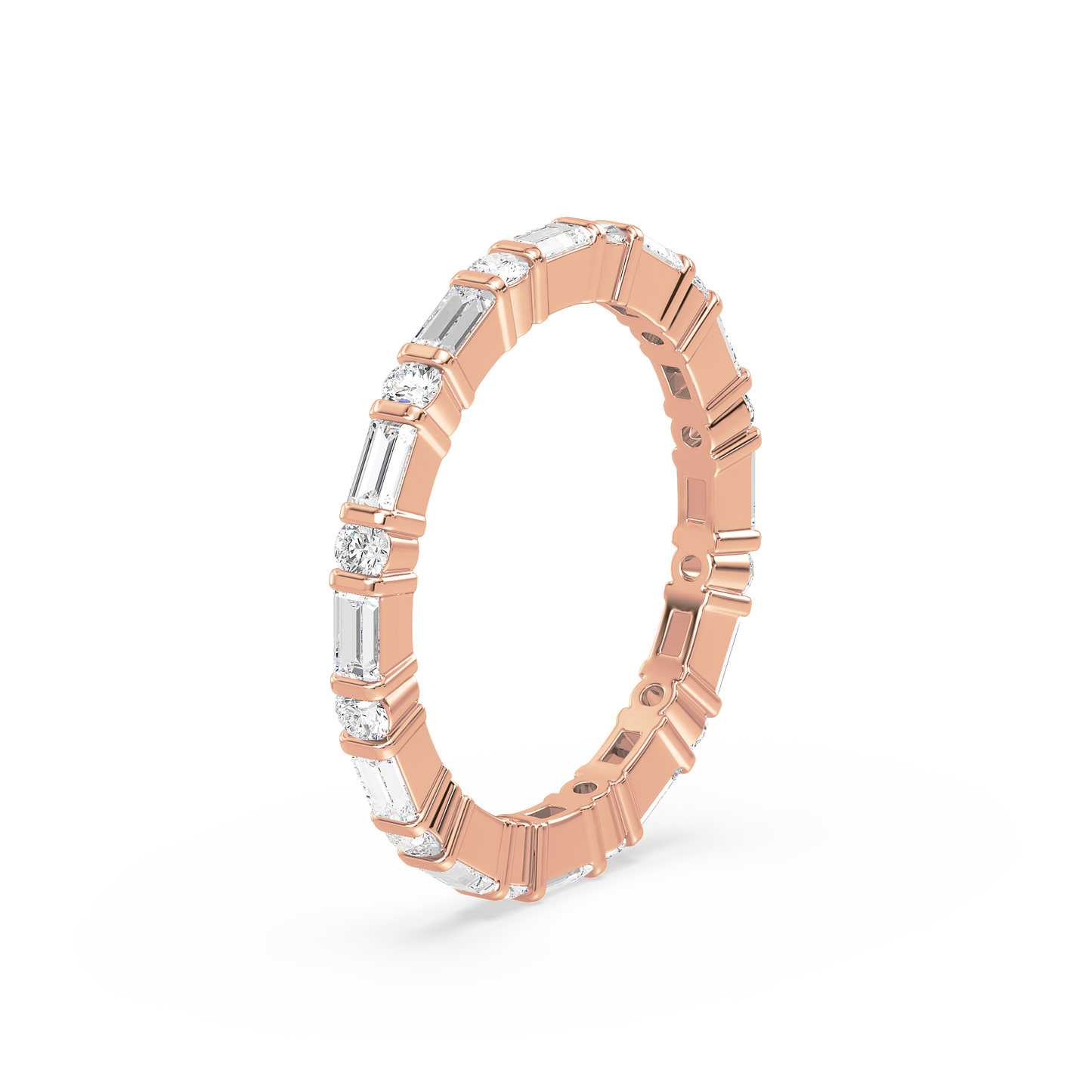 Baguette Round Bar Set Eternity Ring