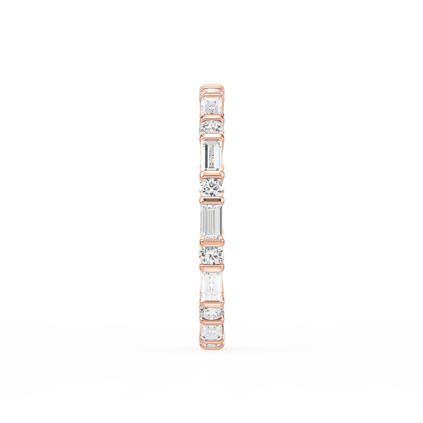 Baguette Round Bar Set Eternity Ring