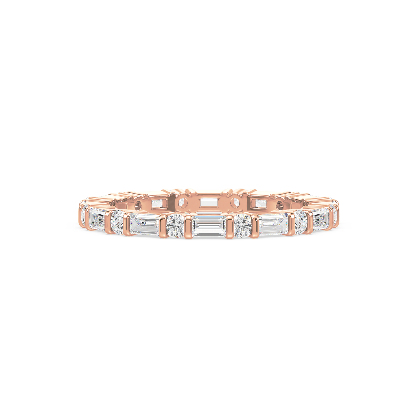 Baguette Round Bar Set Eternity Ring