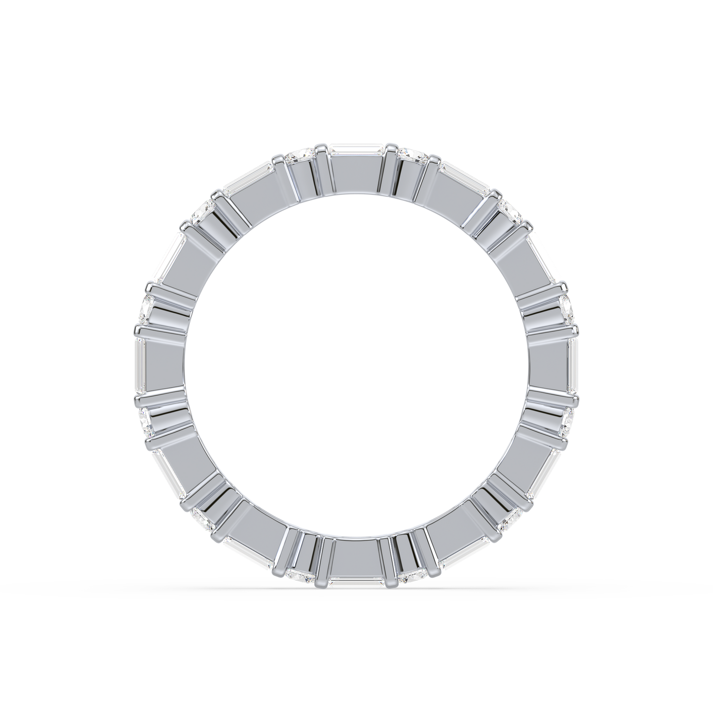 Baguette Round Bar Set Eternity Ring