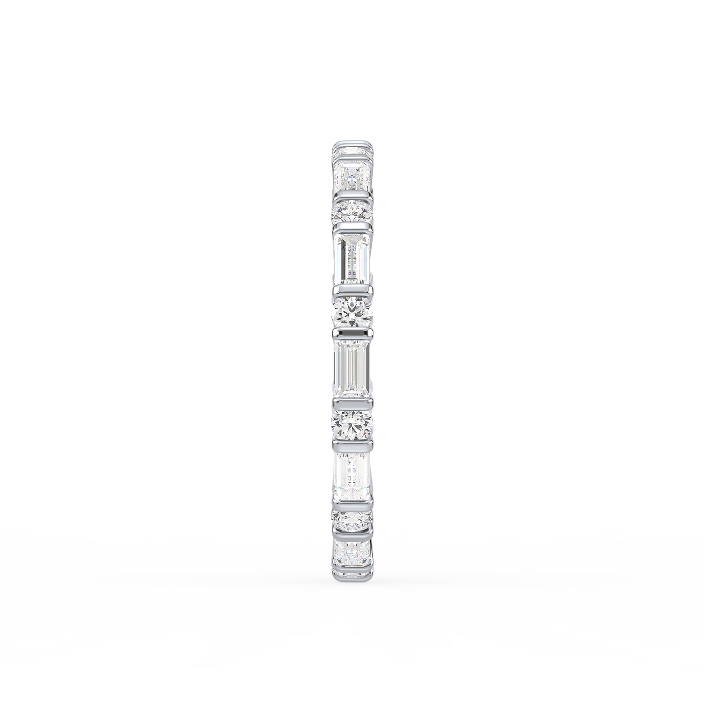 Baguette Round Bar Set Eternity Ring