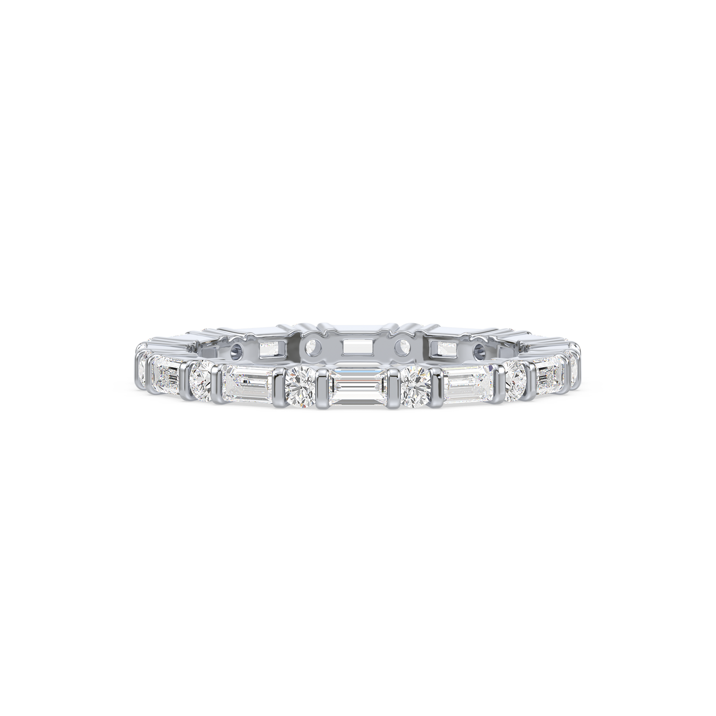 Baguette Round Bar Set Eternity Ring