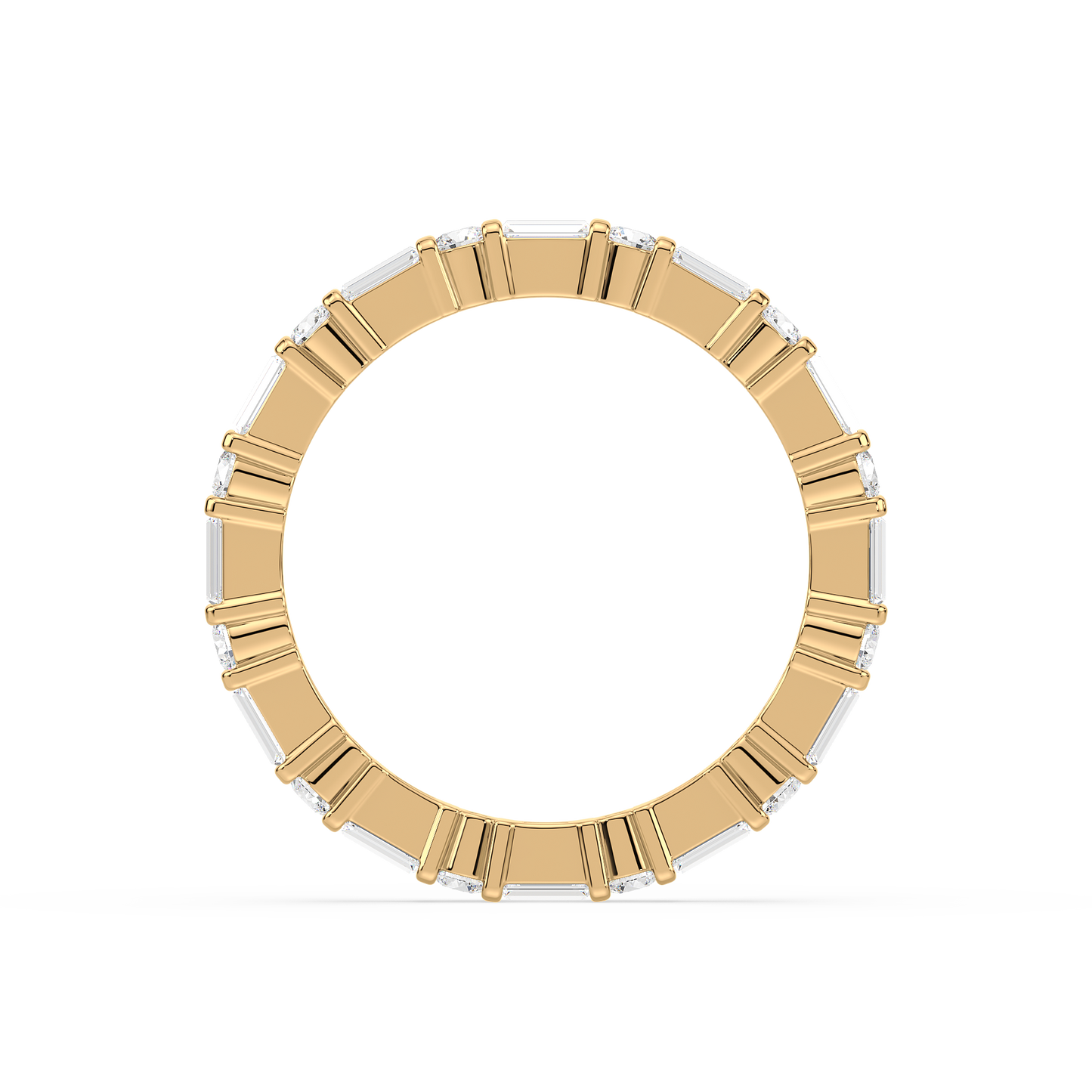 Baguette Round Bar Set Eternity Ring