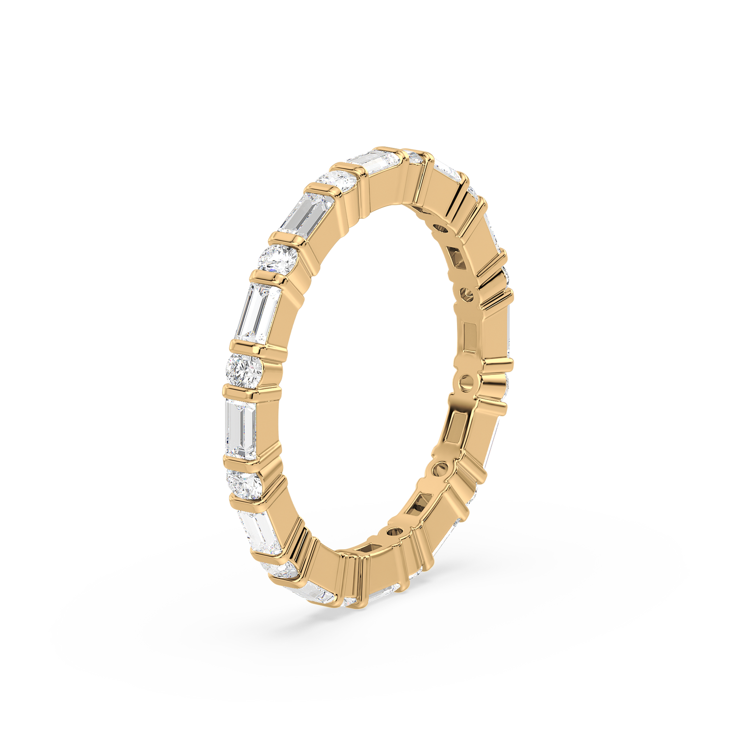 Baguette Round Bar Set Eternity Ring
