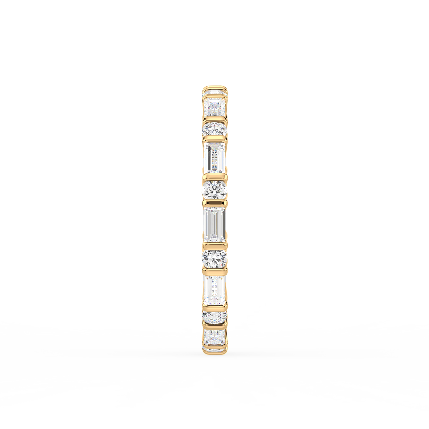 Baguette Round Bar Set Eternity Ring