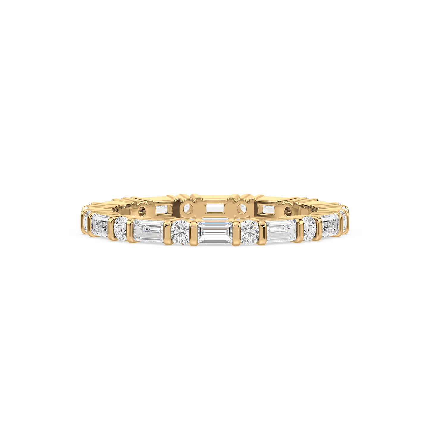 Baguette Round Bar Set Eternity Ring