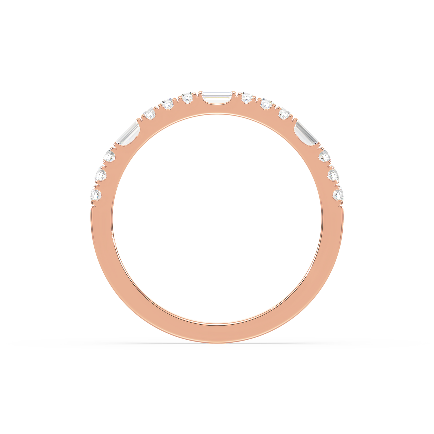 Baguette Round Prong Set Half Eternity Ring