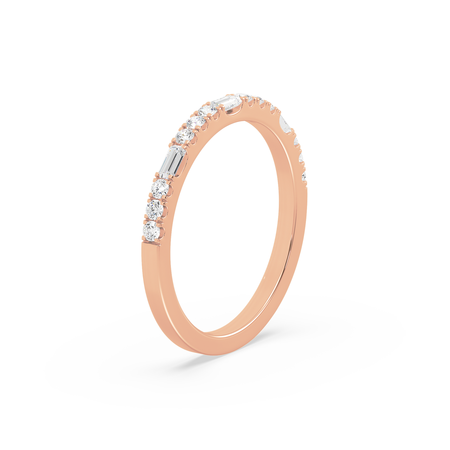 Baguette Round Prong Set Half Eternity Ring