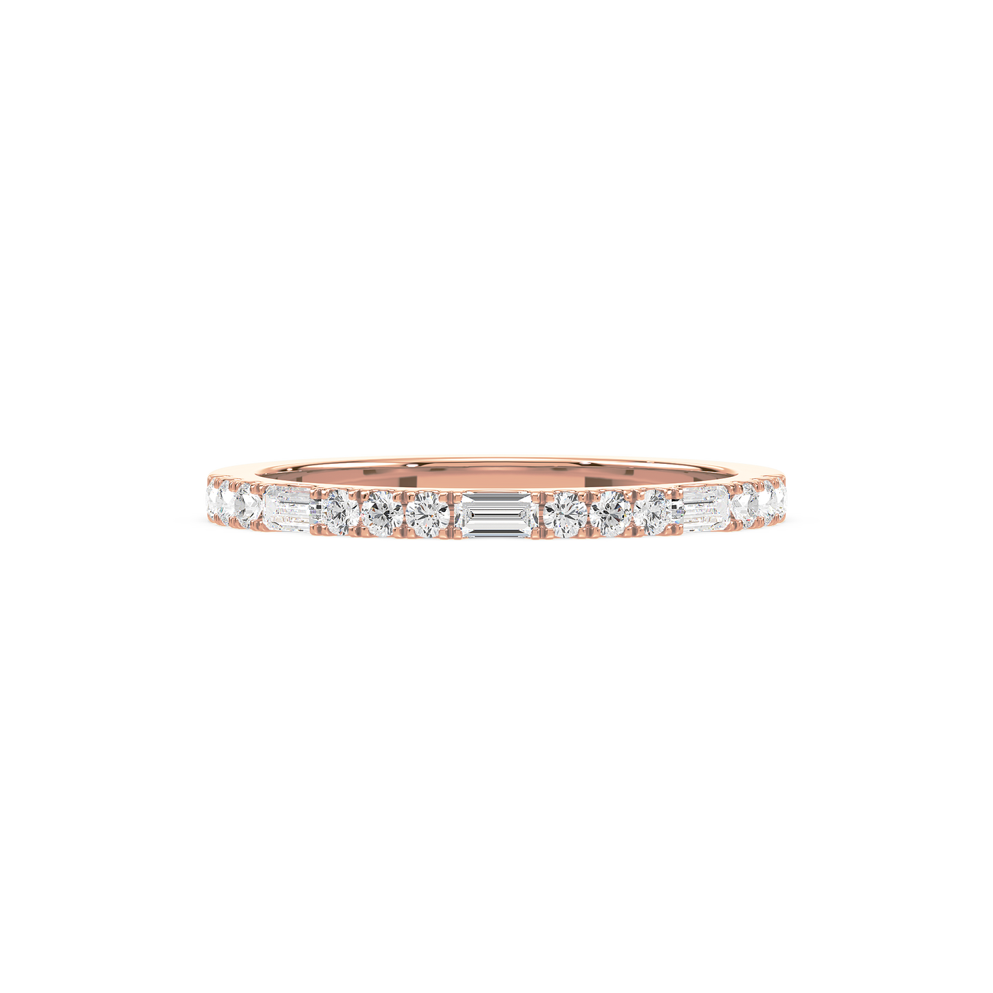 Baguette Round Prong Set Half Eternity Ring