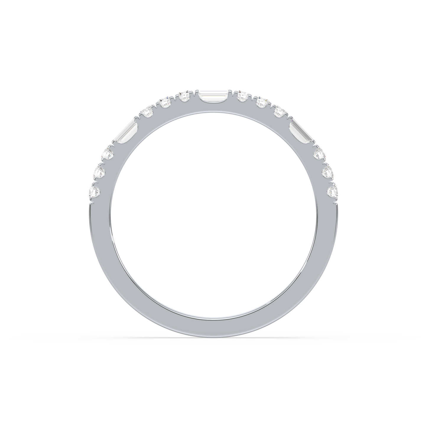 Baguette Round Prong Set Half Eternity Ring