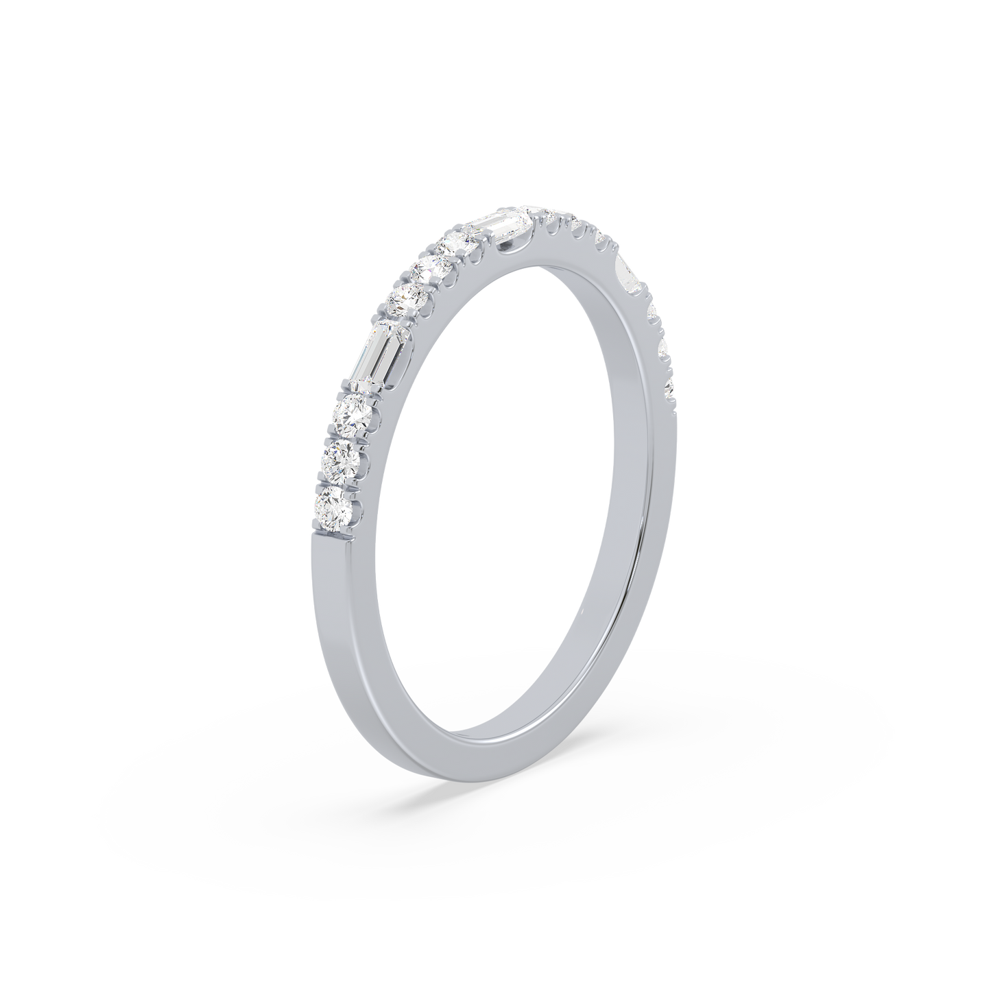 Baguette Round Prong Set Half Eternity Ring