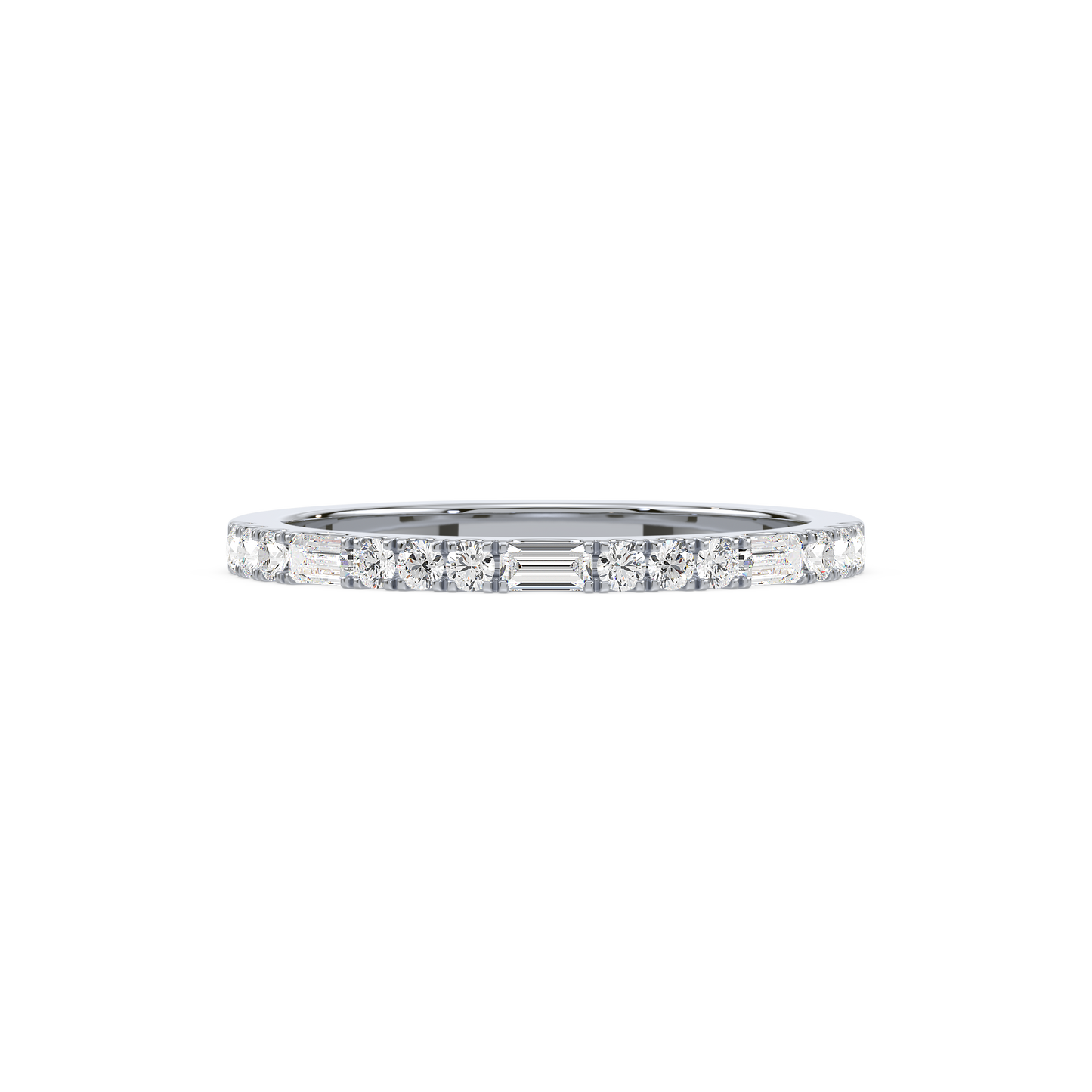Baguette Round Prong Set Half Eternity Ring