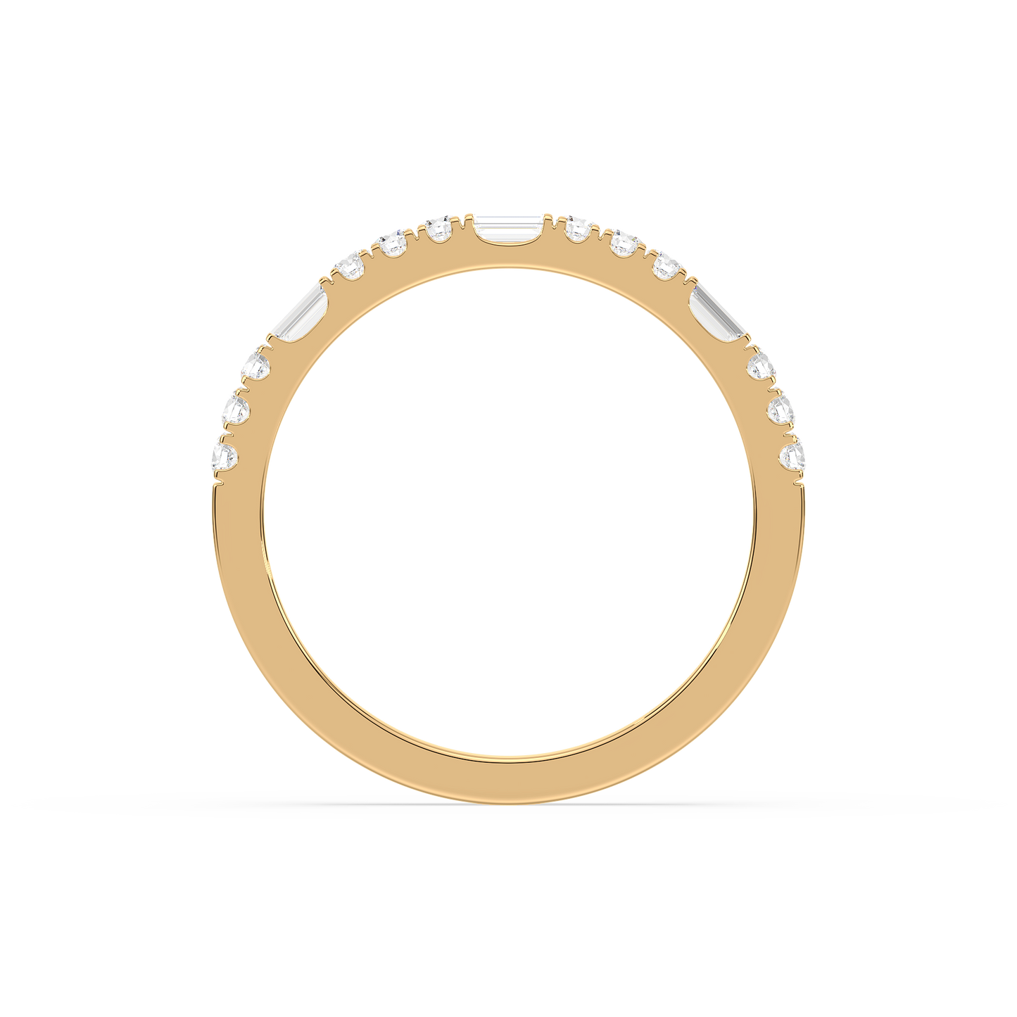 Baguette Round Prong Set Half Eternity Ring