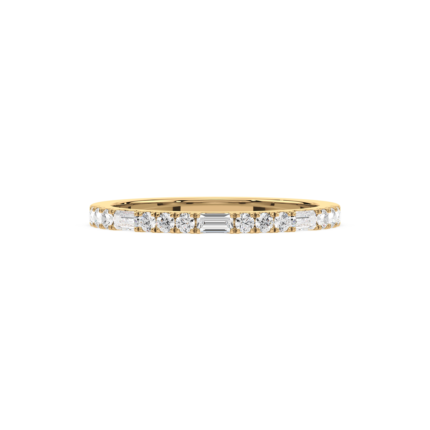 Baguette Round Prong Set Half Eternity Ring