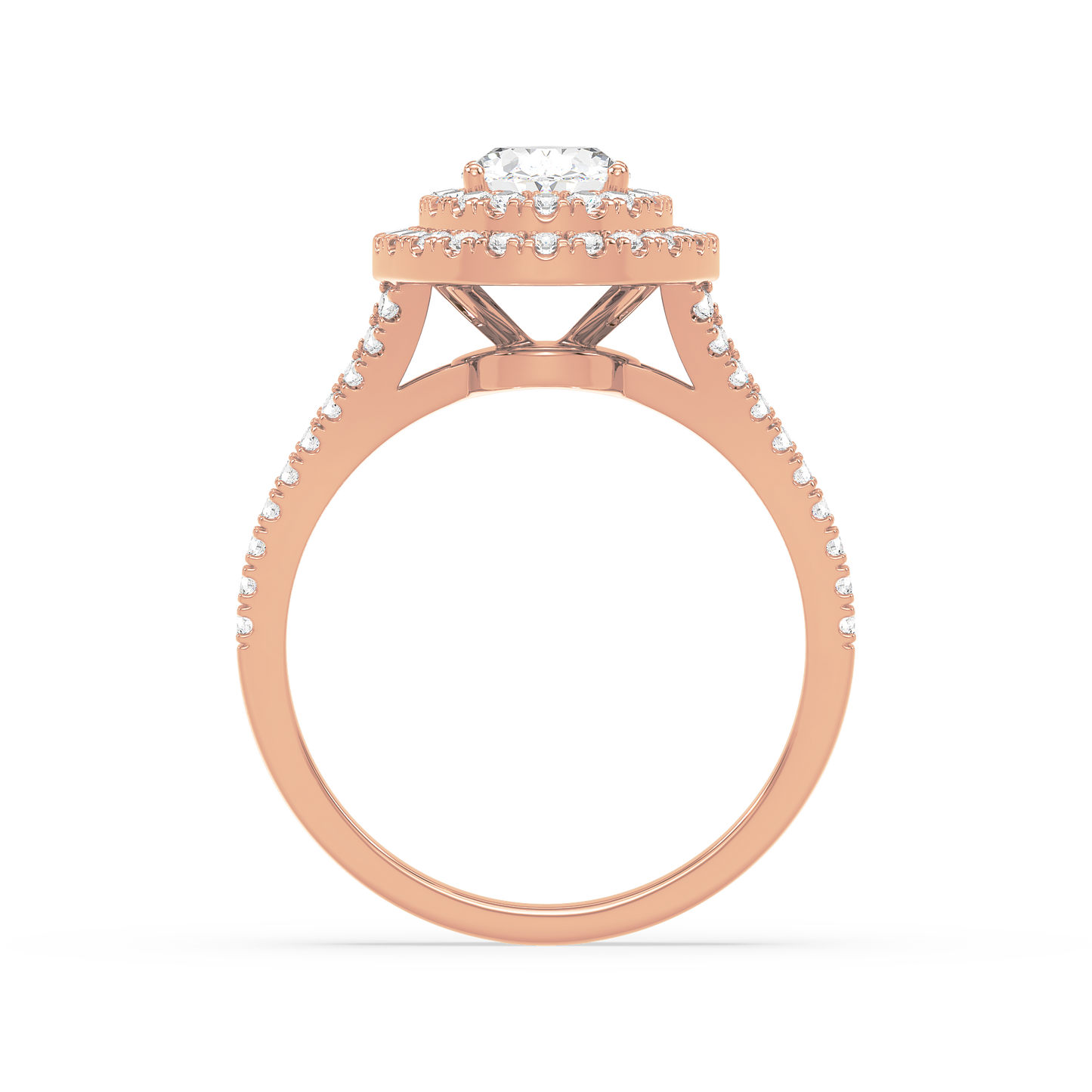 Accented Oval Solitaire Double Band Ring