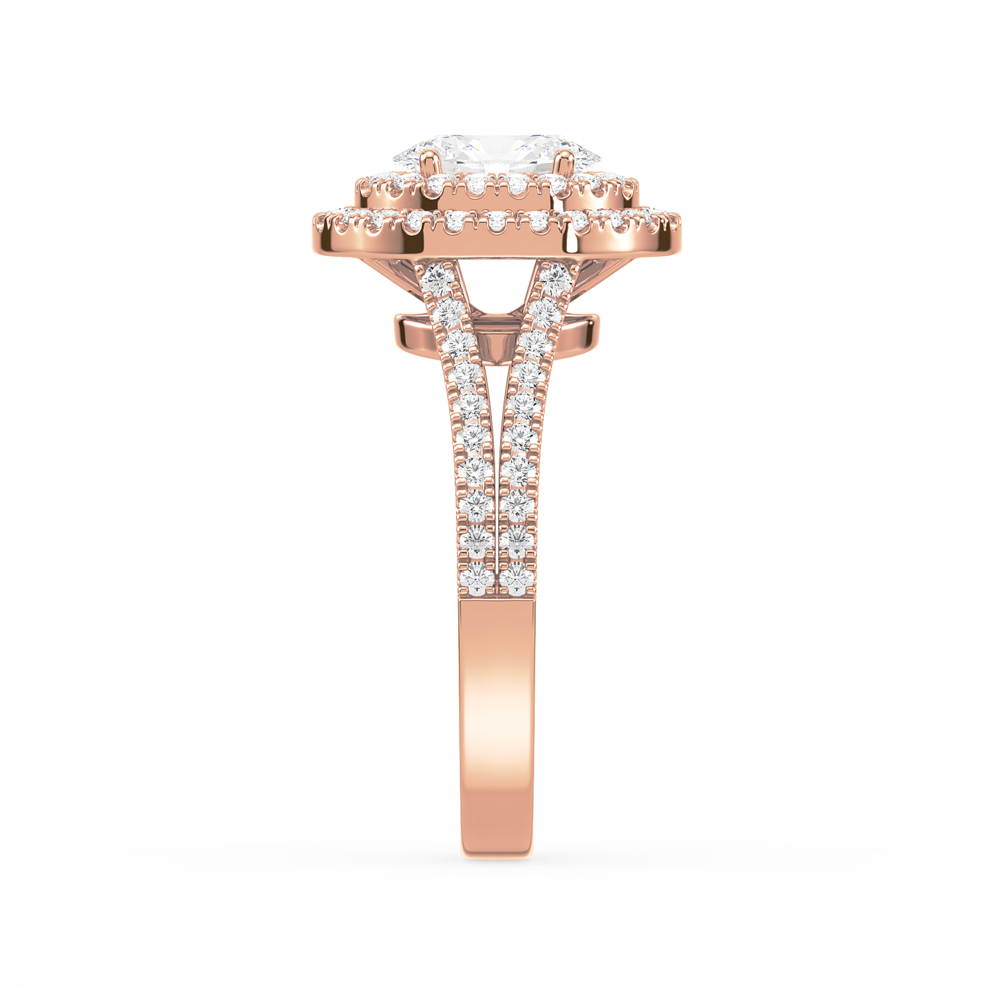 Accented Oval Solitaire Double Band Ring