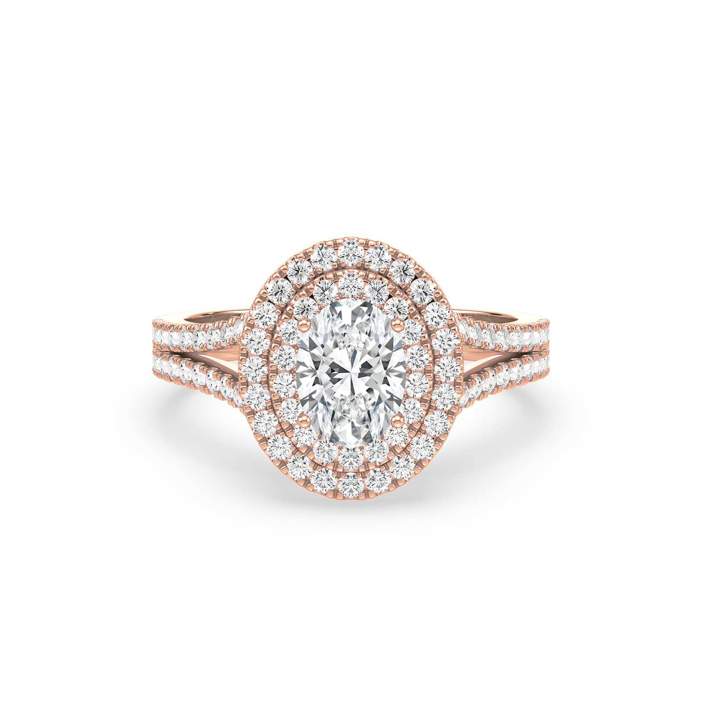 Accented Oval Solitaire Double Band Ring