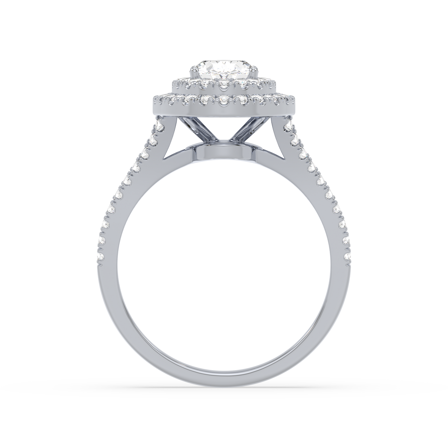 Accented Oval Solitaire Double Band Ring