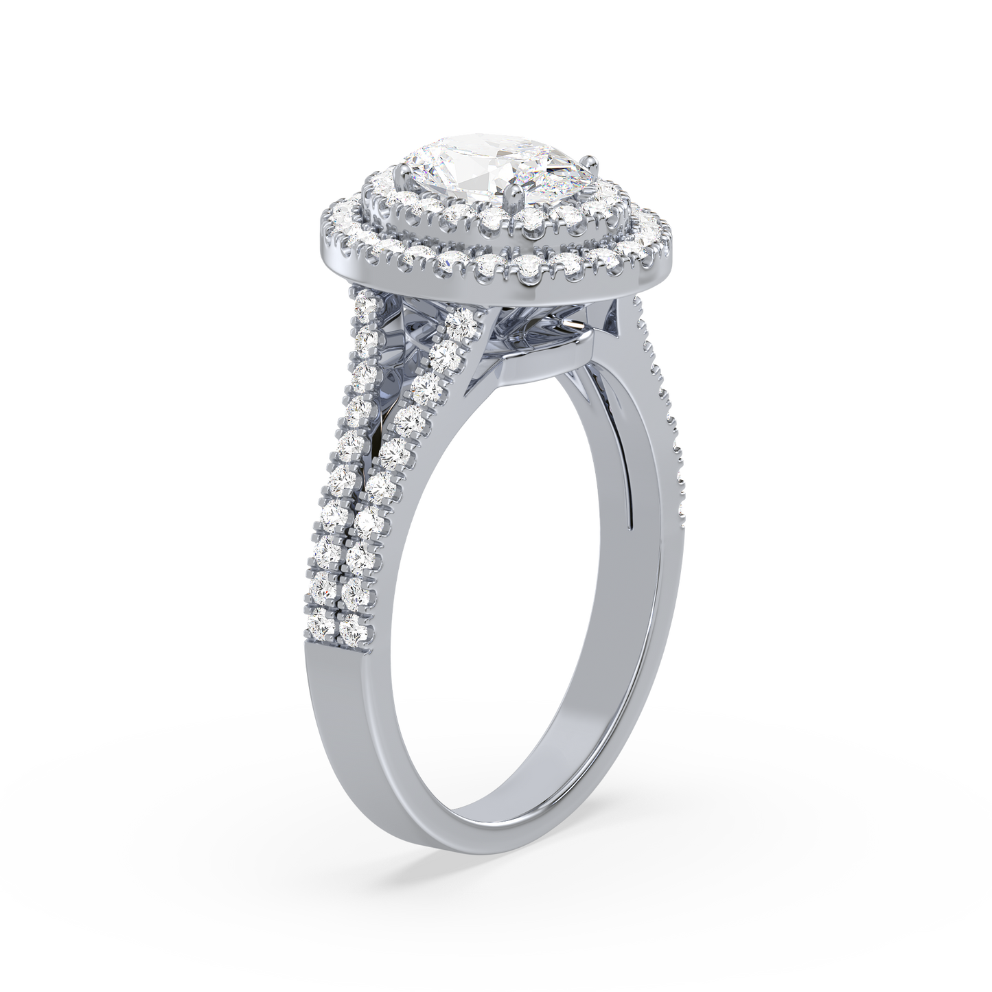 Accented Oval Solitaire Double Band Ring