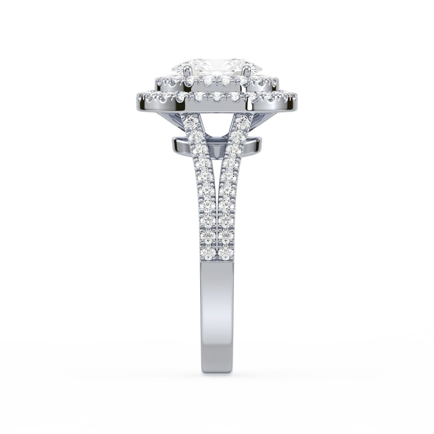 Accented Oval Solitaire Double Band Ring
