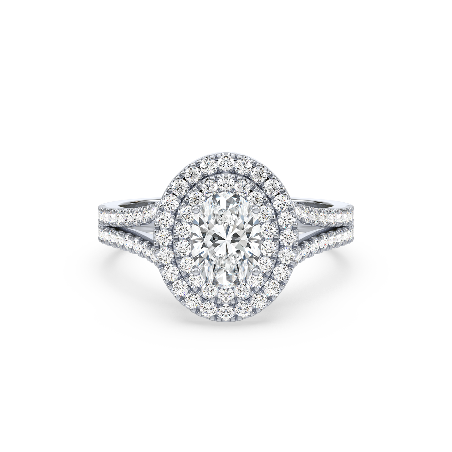 Accented Oval Solitaire Double Band Ring