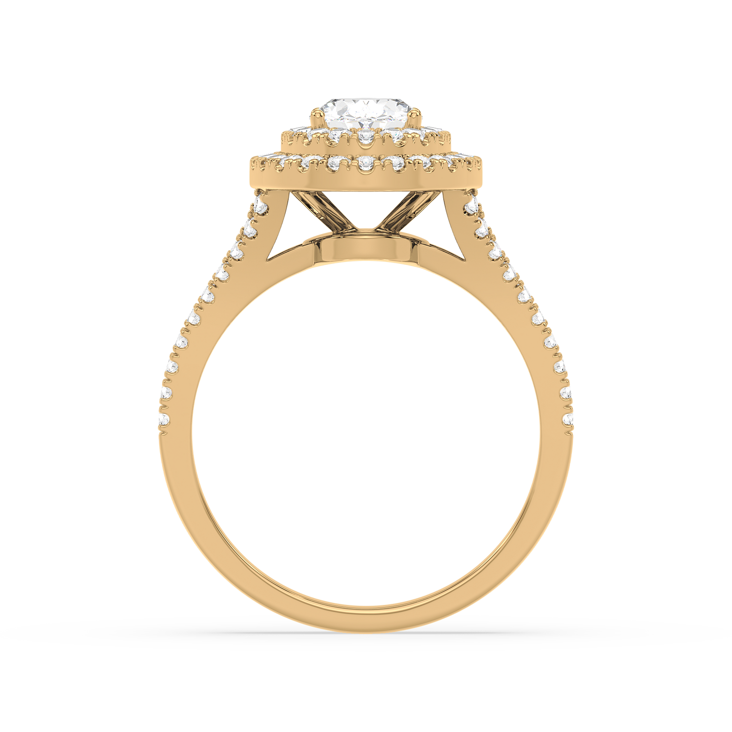 Accented Oval Solitaire Double Band Ring