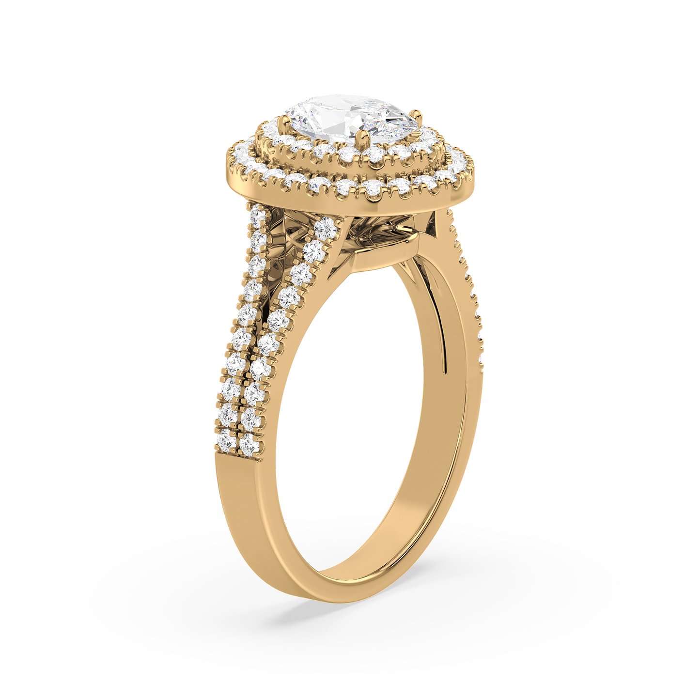 Accented Oval Solitaire Double Band Ring