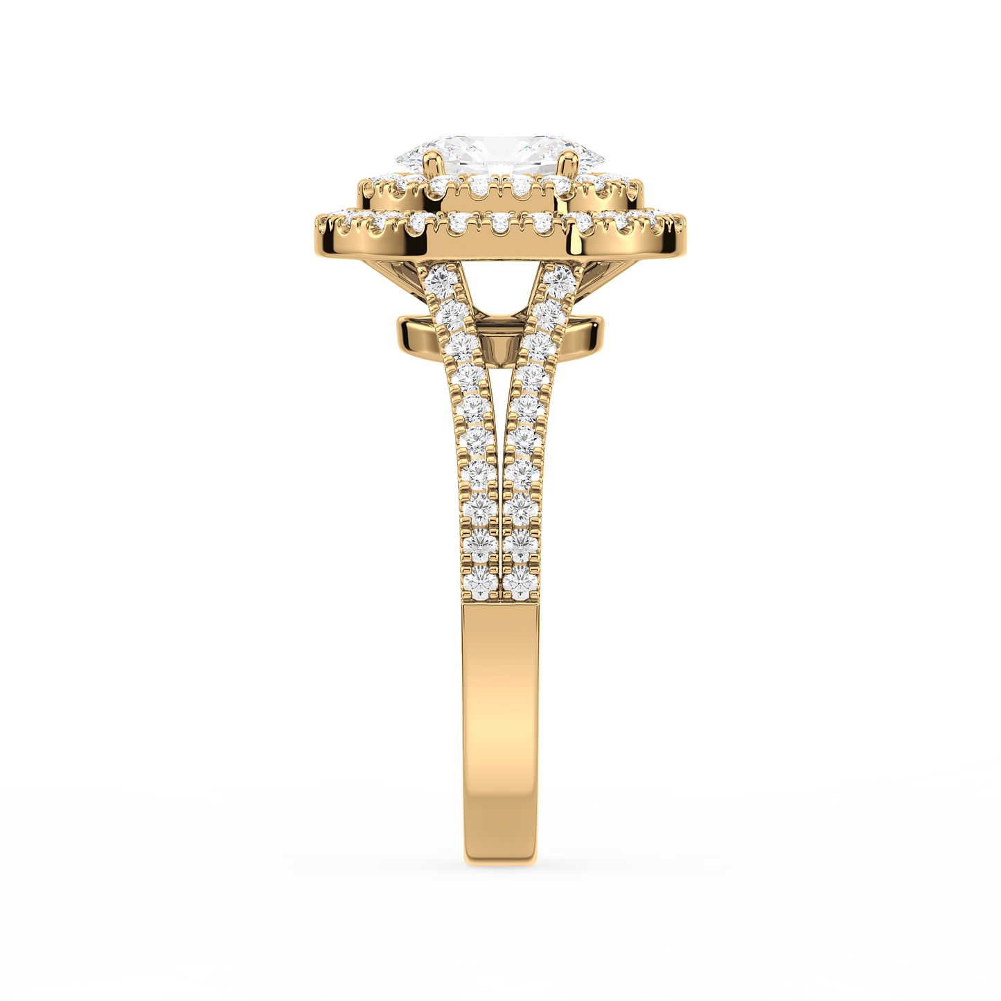 Accented Oval Solitaire Double Band Ring