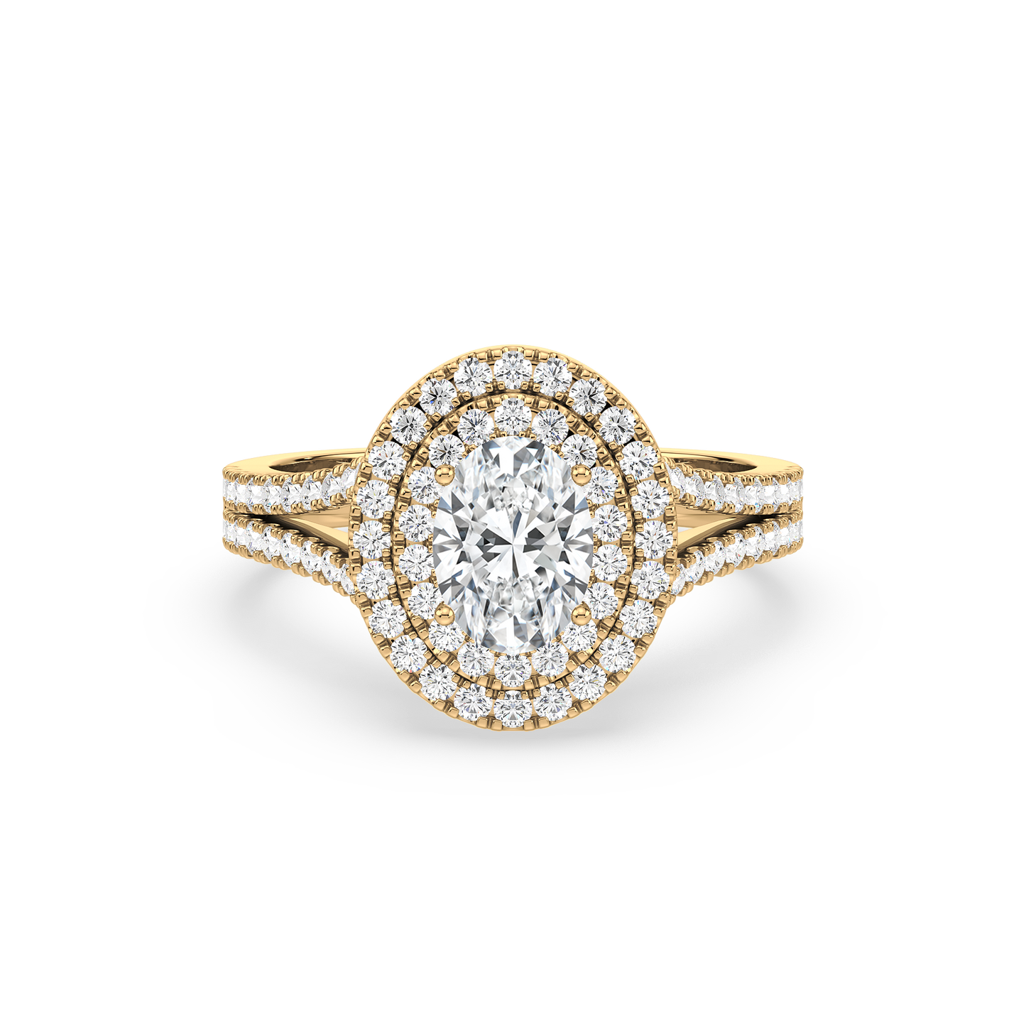 Accented Oval Solitaire Double Band Ring