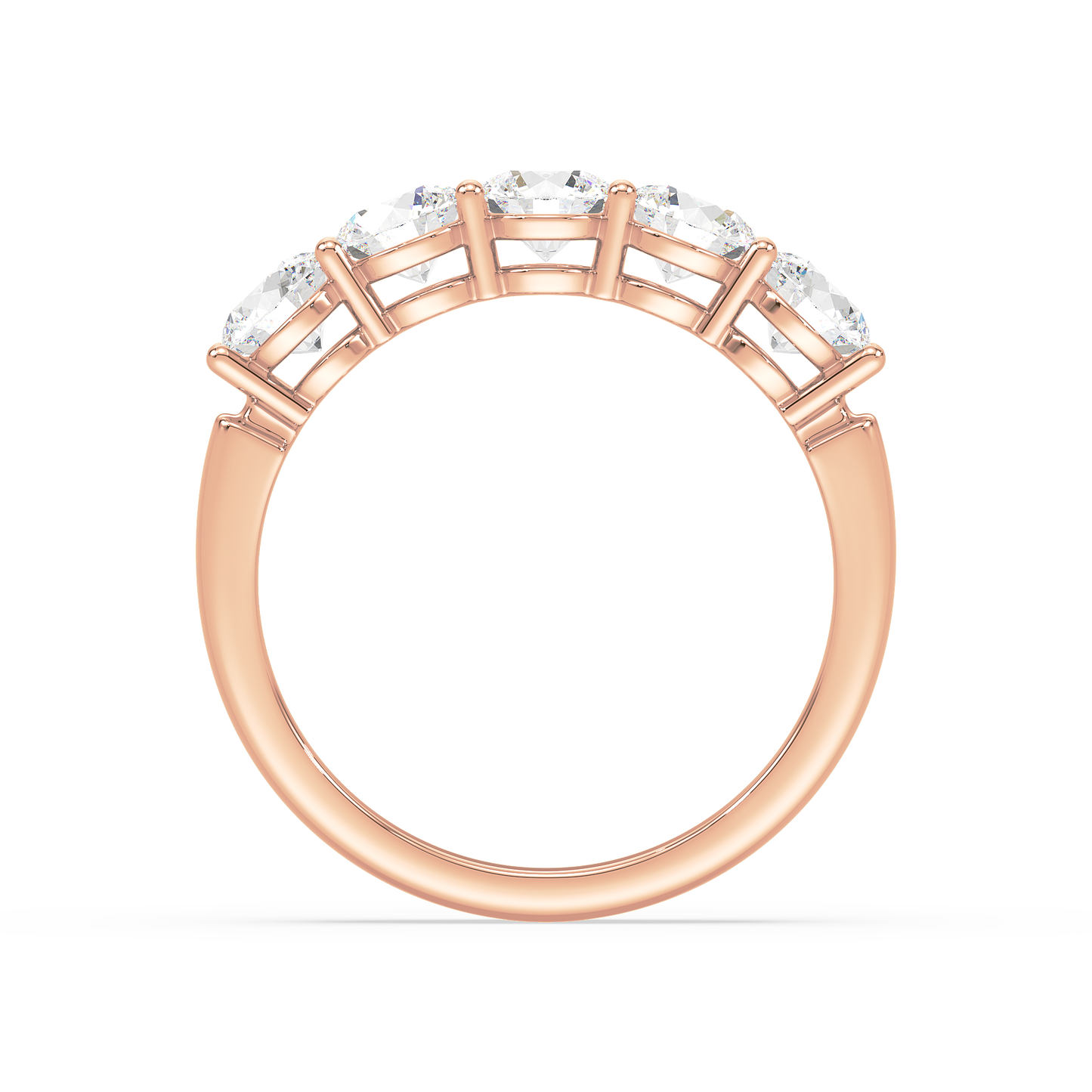 Fivefold Round Brilliance Half Eternity Band