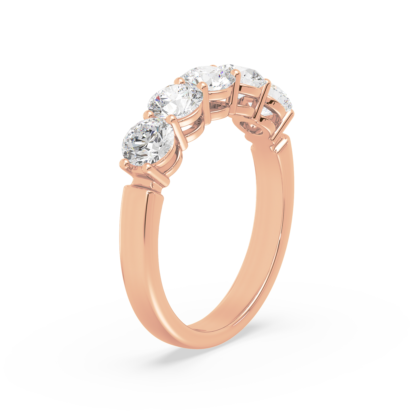 Fivefold Round Brilliance Half Eternity Band