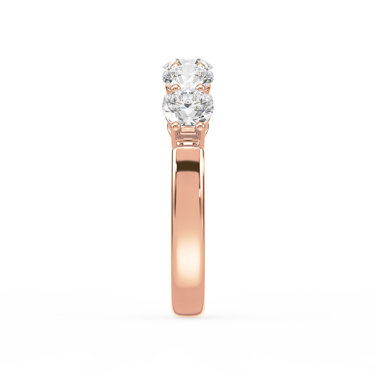 Fivefold Round Brilliance Half Eternity Band