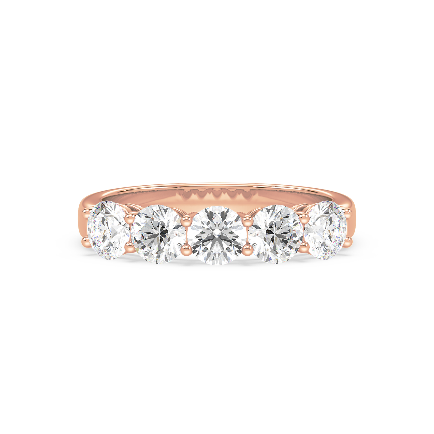 Fivefold Round Brilliance Half Eternity Band