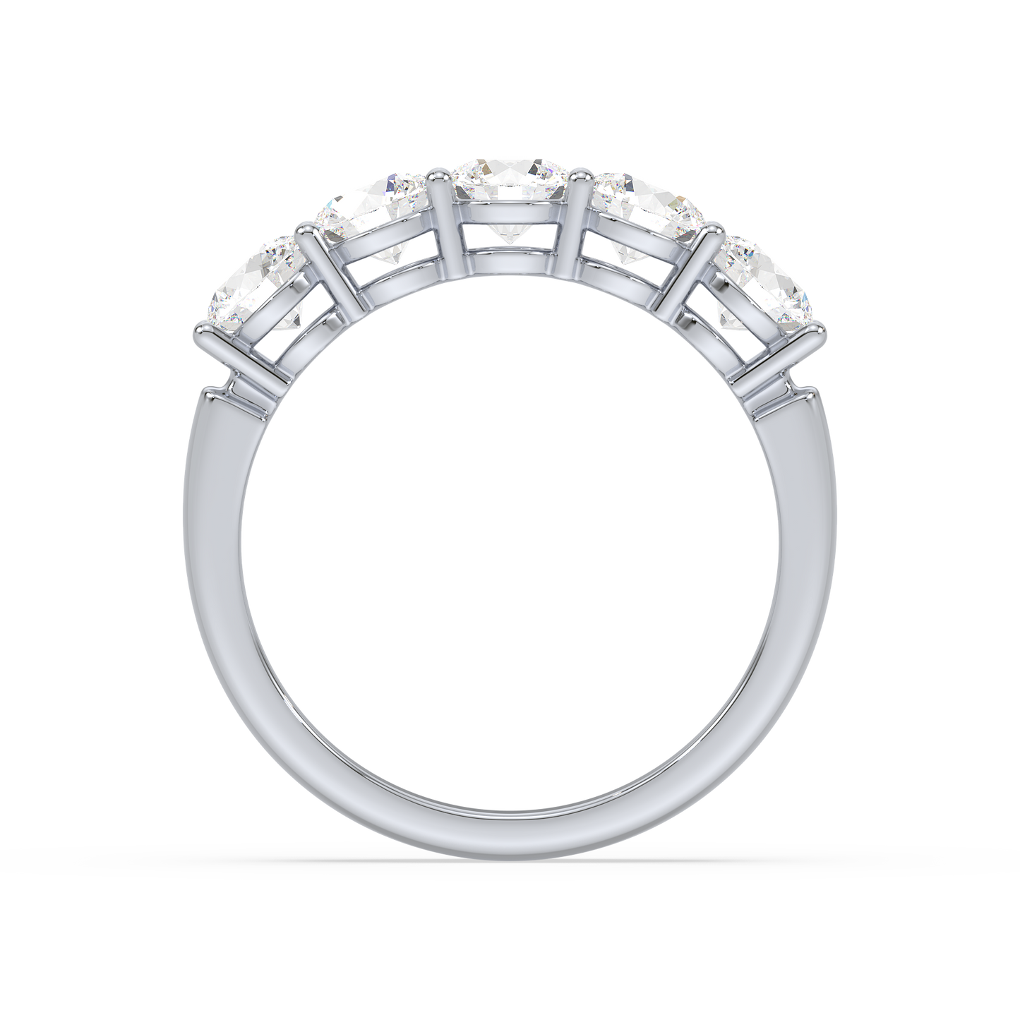 Fivefold Round Brilliance Half Eternity Band